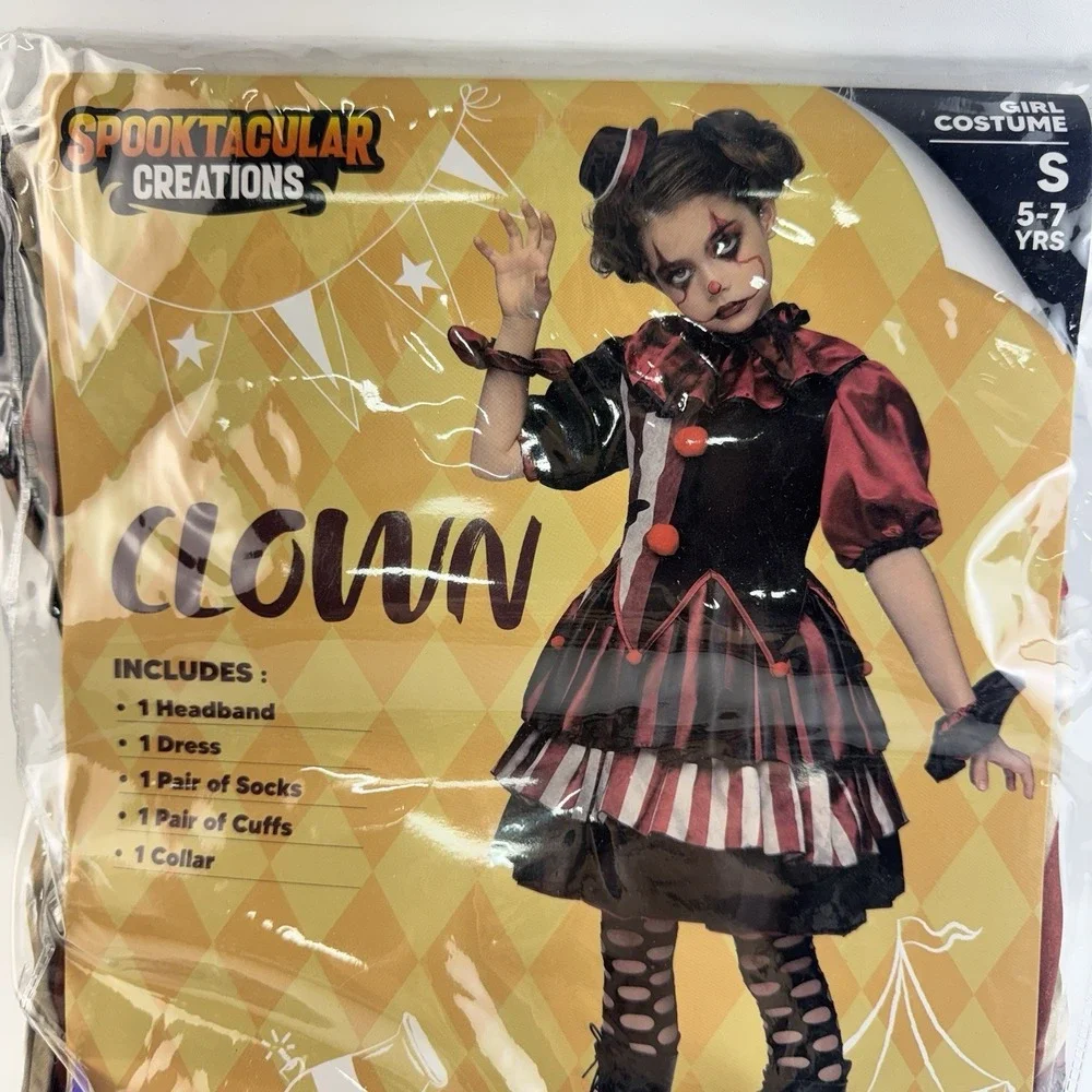 Spooktacular Creations Girls Scary Clown Costume, Kids Halloween Small Age 5 6 7